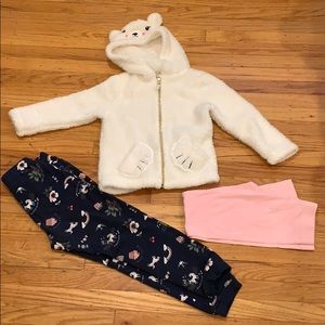 Set of 3: H&M Jacket, Sweatpants, Leggings, Size 6